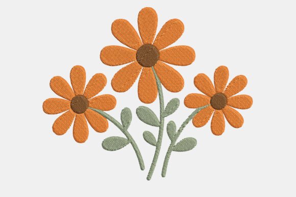 Embroidery Orange Daisy Flower Design Review