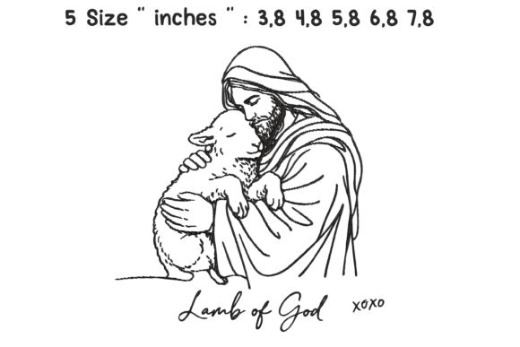 Jesus Lamb of God XOXO Embroidery Design