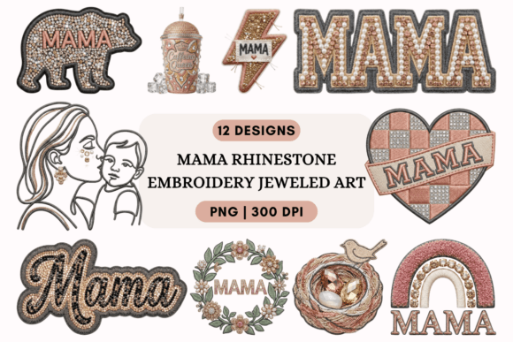 MAMA Rhinestone Embroidery Jeweled Art