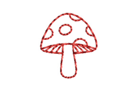 Mushroom Outline Redwork Embroidery Design Review