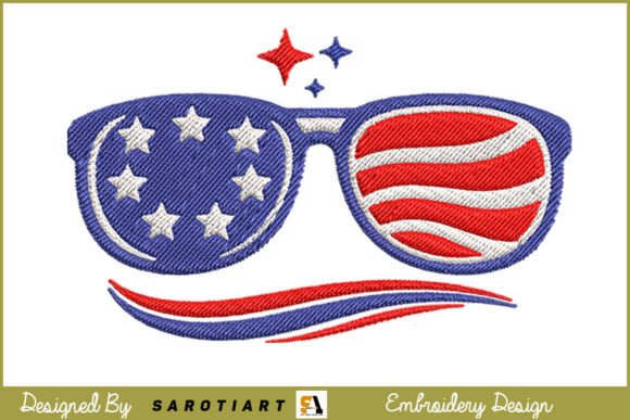 USA Flag with Sunglass Embroidery Design Review
